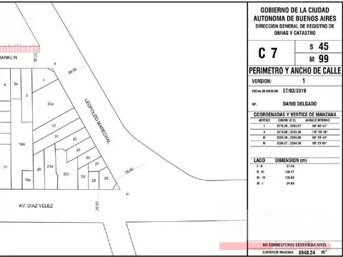 Terreno en Venta en Caballito, USD 490.000