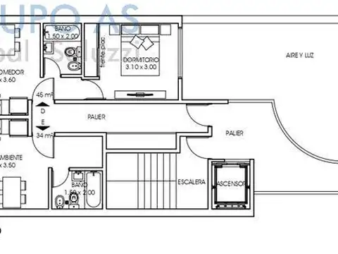 Departamento Monoambiente con 1 baño