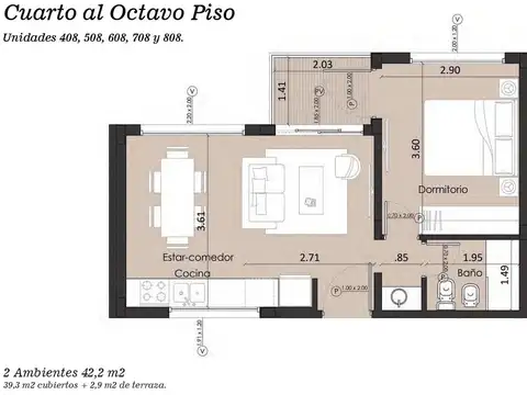 Departamento 2 ambientes a Estrenar