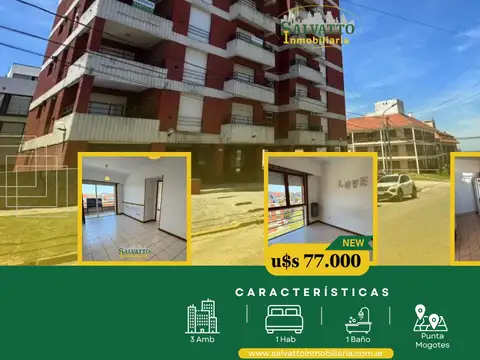 DEPARTAMENTO DE 2 AMBIENTES CON VISTA AL MAR Y COCHERA EN PUNTA MOGOTES