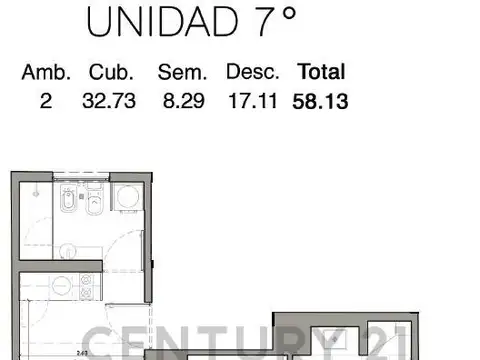 Departamento en Venta de 1 dormitorio