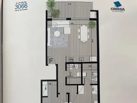 Departamento 2 ambientes con 1 baño