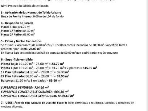 Terreno en Venta 8  mts Frente