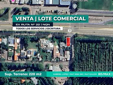 EN VENTA! LOTE APTO COMERCIAL EX RUTA 22