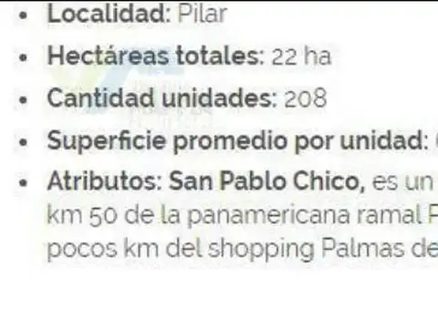 Terreno Lote  en Venta ubicado en San Pablo Chico, Pilar, G.B.A. Zona Norte