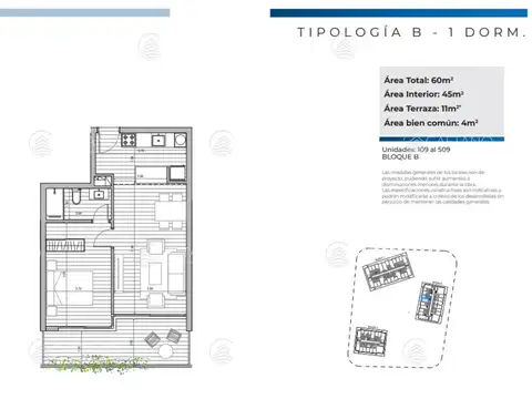 Departamento 2 ambientes con 1 baño
