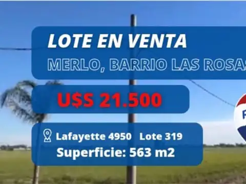 LOTE EN VENTA MERLO, BARRIO LAS ROSAS