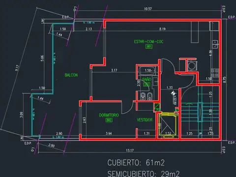 8° A depto 2 ambientes al frente con balcon terraza