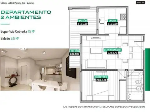 Departamento en Venta de 2 ambientes