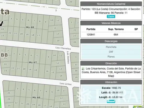 Terreno en Venta 44  mts Fondo