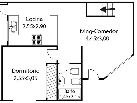 Depto Tipo Casa en Venta de 1 dormitorio