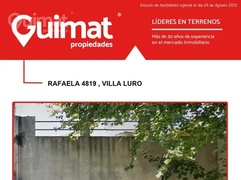 Terreno en Venta en Villa Luro, USD 120.000