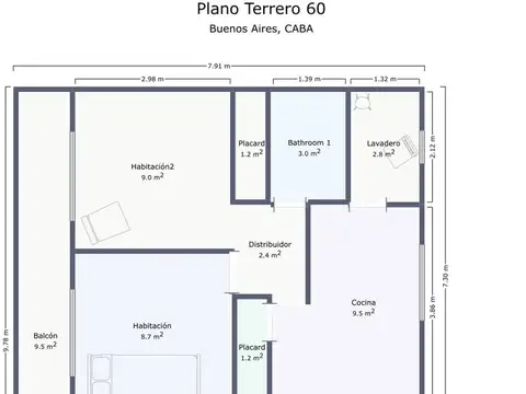 FLORES DPTO 3 AMB CON BALCON CORRIDO