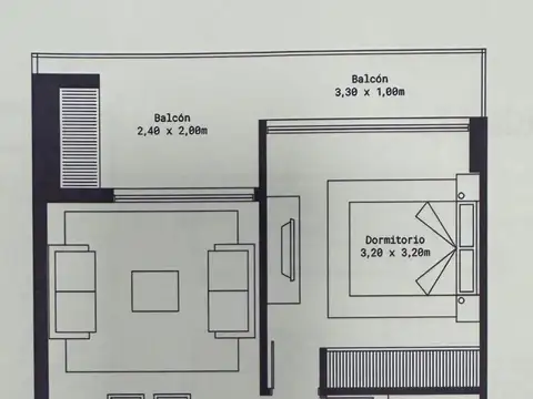 Departamento 2 ambientes con 1 baño
