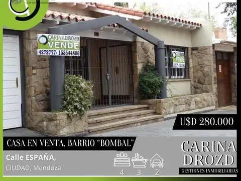 Casa en venta c/ cochera en Bombal