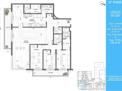 Departamento 4 ambientes con 3 baños