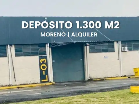 Deposito de 1300 m2 en predio cerrado. En Moreno,  Acceso Oeste.