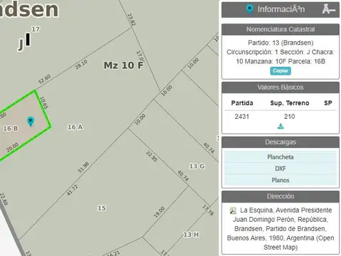 Terreno en Venta 1.050  mts Frente