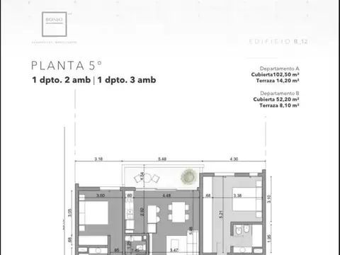 Departamento 2 ambientes con 1 baño