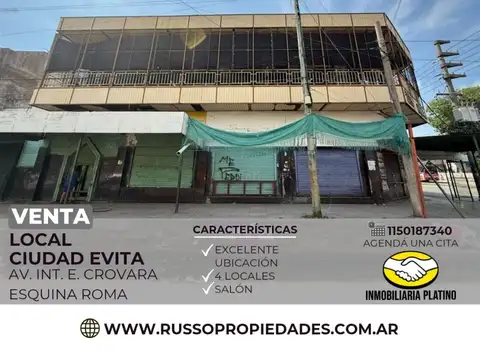 Venta de 4 locales y salon Ciudad Evita