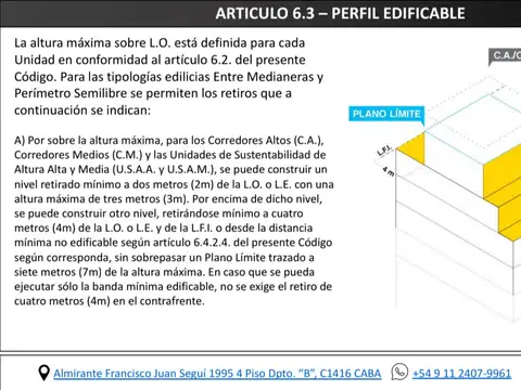 Terreno en Venta 18,03  mts Fondo