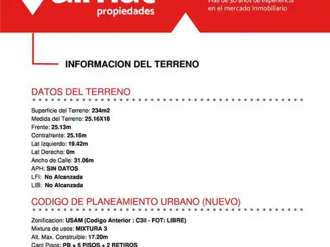 Terreno en Venta de 234,0 m2