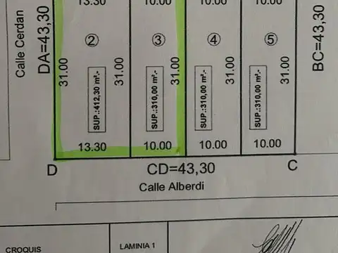 Terreno en Venta 10  mts Frente