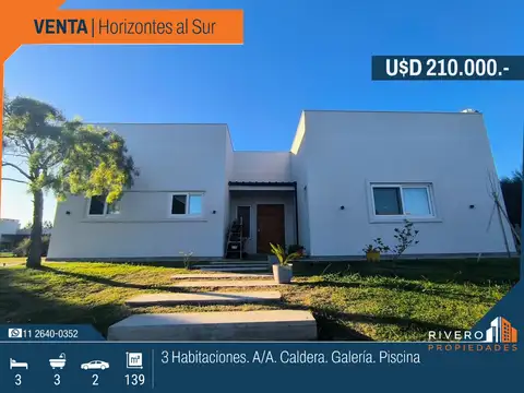 Casa en Venta - 3 habitaciones - Piscina - Horizontes al Sur