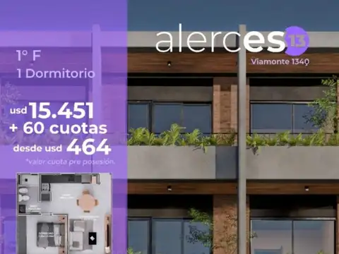 Departamento en Venta de 1 dormitorio