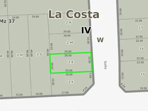 Terreno en Venta 20  mts Fondo