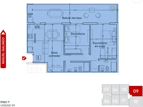 Miguel Galindo y Gdor. Vera - Amplio Dpto de 2 Dormitorios. Posibilidad cochera.