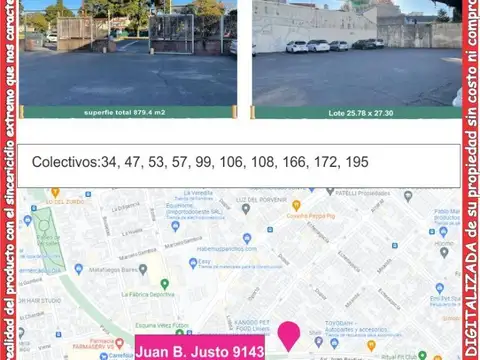 Terreno en Venta de 882,0 m2