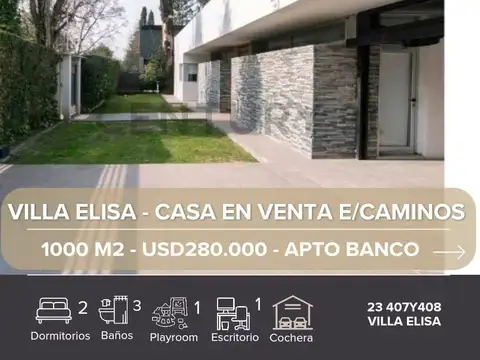 Casa en venta 2 dormitorios y amenities en Villa Elisa, LP