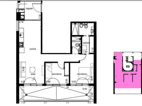 Departamento 3 ambientes con 1 baño