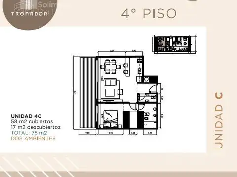 Departamento Monoambiente con 1 baño