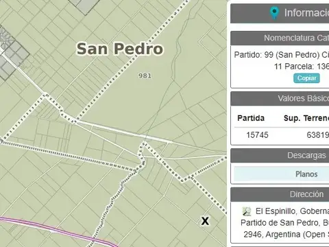 EXCELENTE CAMPO SOBRE RUTA 9