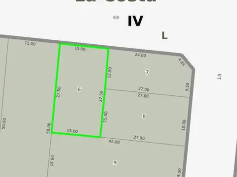 Terreno en Venta 27  mts Fondo
