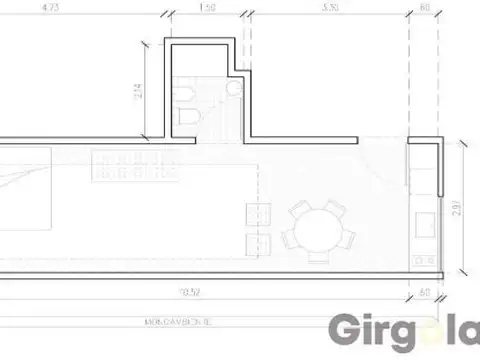 Departamento Monoambiente con 1 baño