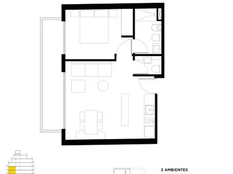 Departamento en Venta de 2 ambientes