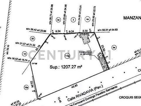 Terreno en Venta de 1207,27 m2