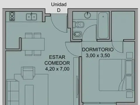 Departamento en Venta de 2 ambientes