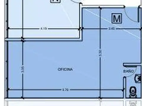 Oficina Monoambiente con 1 baño