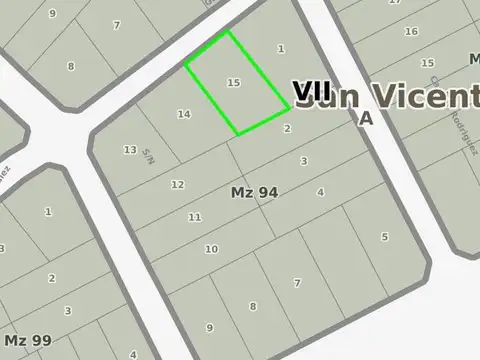 Terreno en Venta 20  mts Fondo