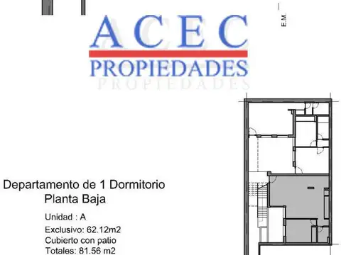 Depto Tipo Casa 2 ambientes con 1 baño