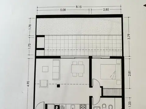 Depto Tipo Casa 3 ambientes con 1 baño