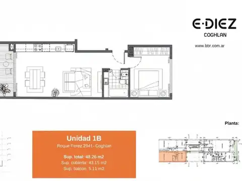 Departamento 2 ambientes con 1 baño