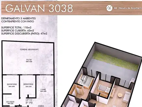 Depto Tipo Casa en Venta de 3 ambientes