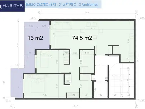 2°A al frente de tres ambientes con balcon terraza