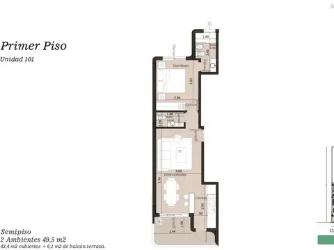 VENTA Semipiso 2 ambientes con balcón en edificio Afianza Plaza - Barrio San Juan Mar del Plata