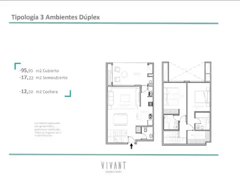 Departamento 3 ambientes con 2 baños